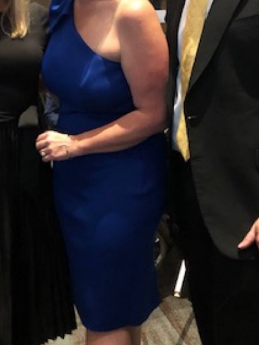Blue Ruffle One Shoulder Cocktail Dress - Picture 8 of 8